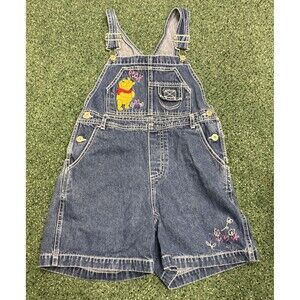 Vintage 90s Disney Winnie the Pooh Embroidered Denim Cotton Overalls Kids 7/8